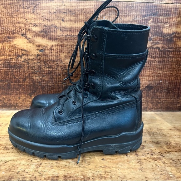Black Leather Men\'s Bates Steel Toe.Boots